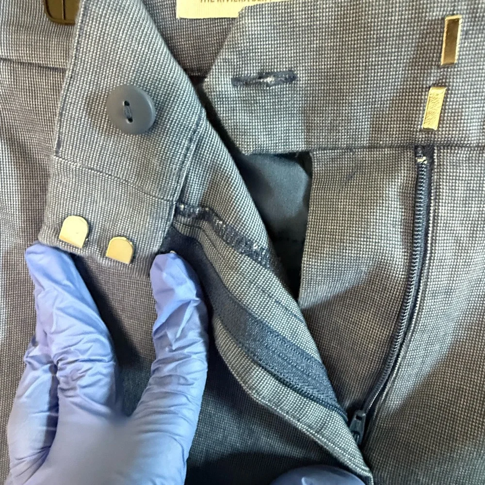 LOFT Riviera Slim Pants in Texture Blue size 6 - Picture 6 of 13